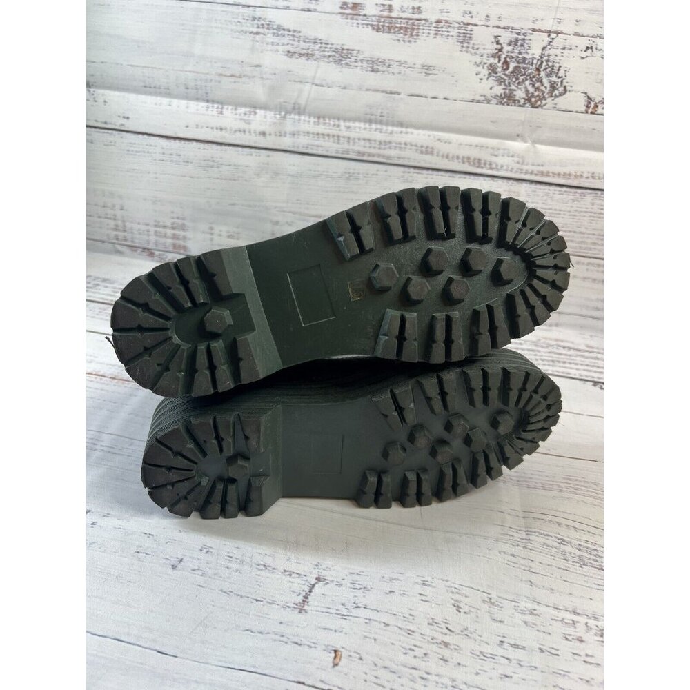 AZALEA WANG Knee High THE RIDING CROC Vegan Green Leather Boots SUE 7.5 Grunge - Picture 10 of 13